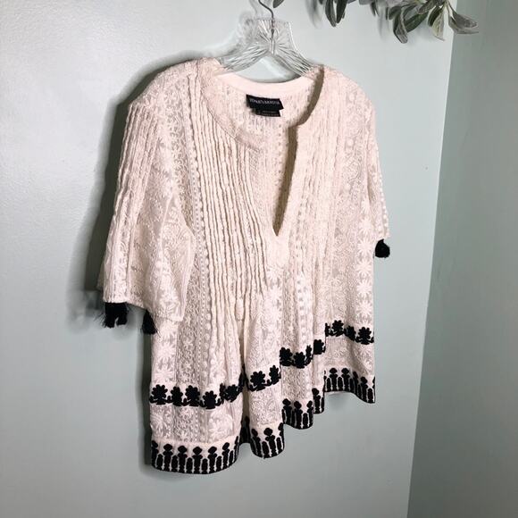 Anthro Hemant & Nandita Cream Embroidered Top S - Picture 4 of 10